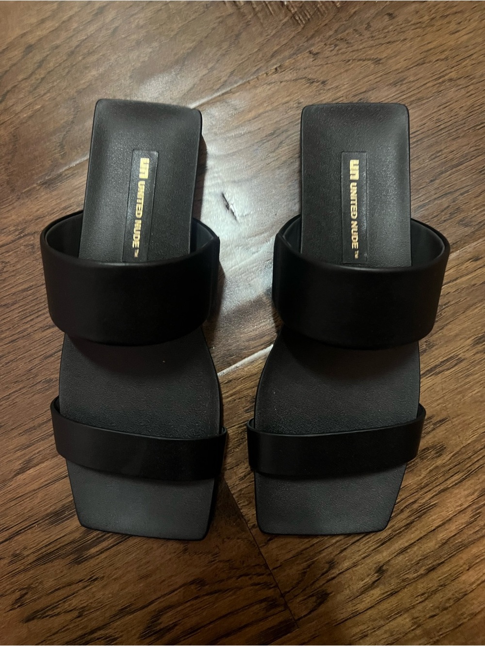 United Nude Loop Lo II 40 | Black Double-Strap Square-Toe Slide Sandals